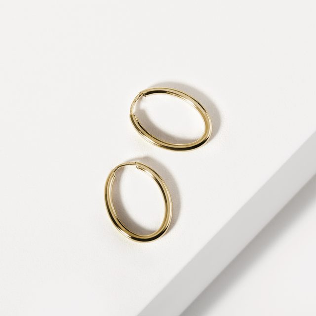 BOUCLES D'OREILLES CRÉOLES MODERNES EN OR JAUNE - BOUCLES D'OREILLES EN OR JAUNE - 