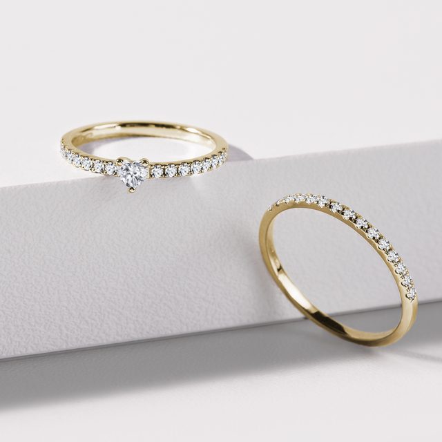 BAGUE MINIMALISTE D'OR JAUNE AVEC DIAMANTS - ALLIANCES DE MARIAGE FEMMES - 