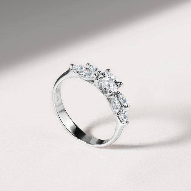MARQUISE DIAMOND ENGAGEMENT RING IN WHITE GOLD - DIAMOND ENGAGEMENT RINGS - 