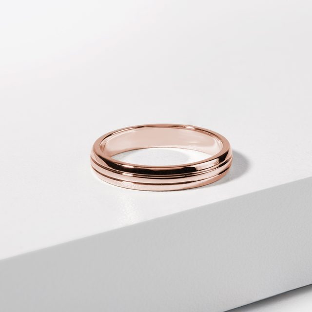 BAGUE DE MARIAGE EN OR ROSE POUR HOMMES AVEC GRAVURE - ALLIANCES DE MARIAGE HOMMES - 