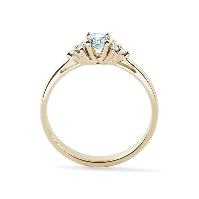 GELBGOLDRING MIT AQUAMARIN UND DIAMANTEN - RINGE AQUAMARIN - 