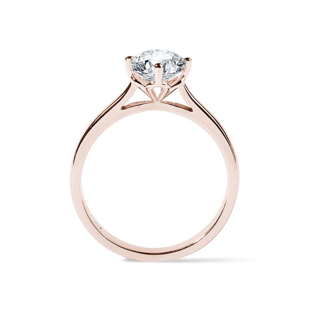 BAGUE DE FIANÇAILLES EN OR ROSE AVEC DIAMANT TAILLE BRILLANT 0,8 CT - BAGUES AVEC DIAMANTS DE SYNTHÈSE - 
