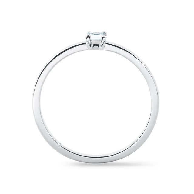 BAGUE EN OR BLANC ET DIAMANT ÉMERAUDE - BAGUES DE FIANÇAILLES EN DIAMANT - 