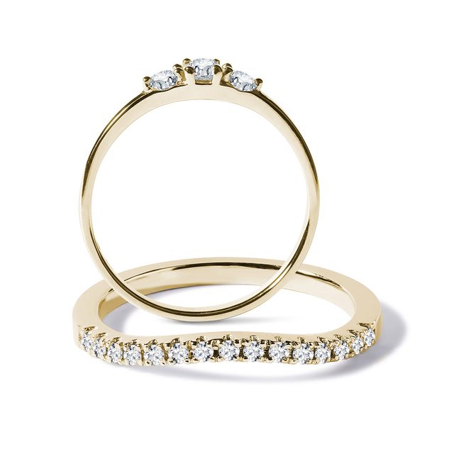 GOLD ENGAGEMENT AND WEDDING RING SET - ENGAGEMENT AND BRIDAL RING SETS - 