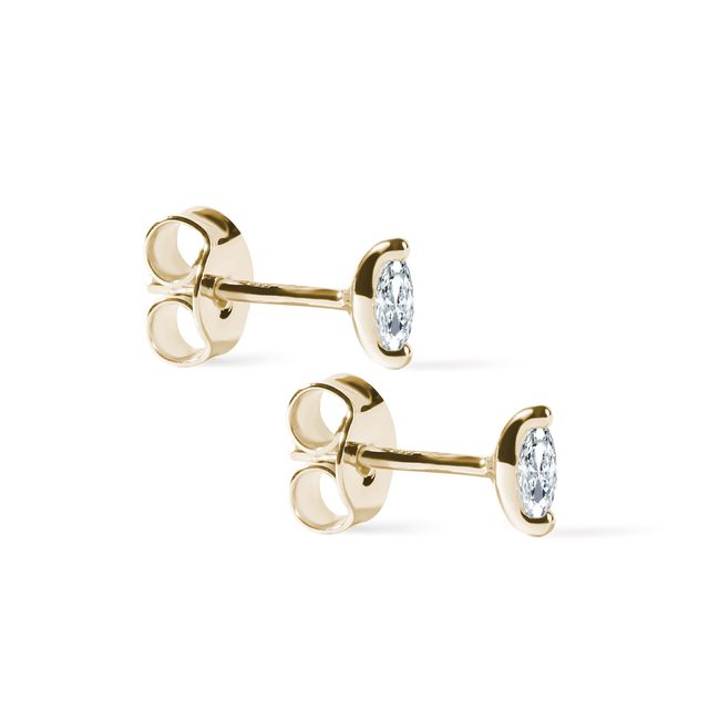 MARQUISE DIAMOND EARRINGS IN YELLOW GOLD - DIAMOND STUD EARRINGS - 