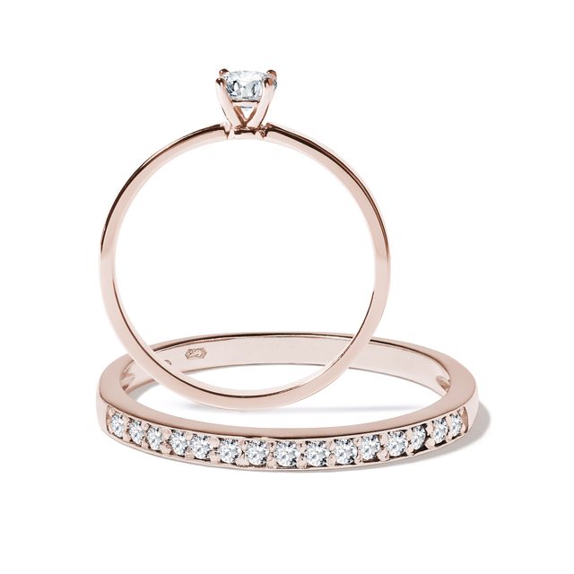 WEDDING RING SET IN ROSE GOLD - ENGAGEMENT AND BRIDAL RING SETS - 