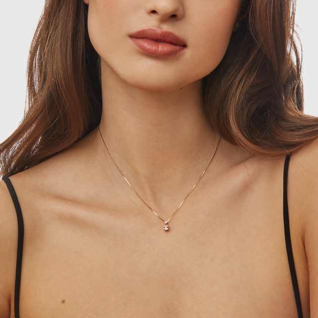 COLLIER EN OR ROSE AVEC MORGANITE ET DIAMANT - COLLIERS AVEC MORGANITE - 