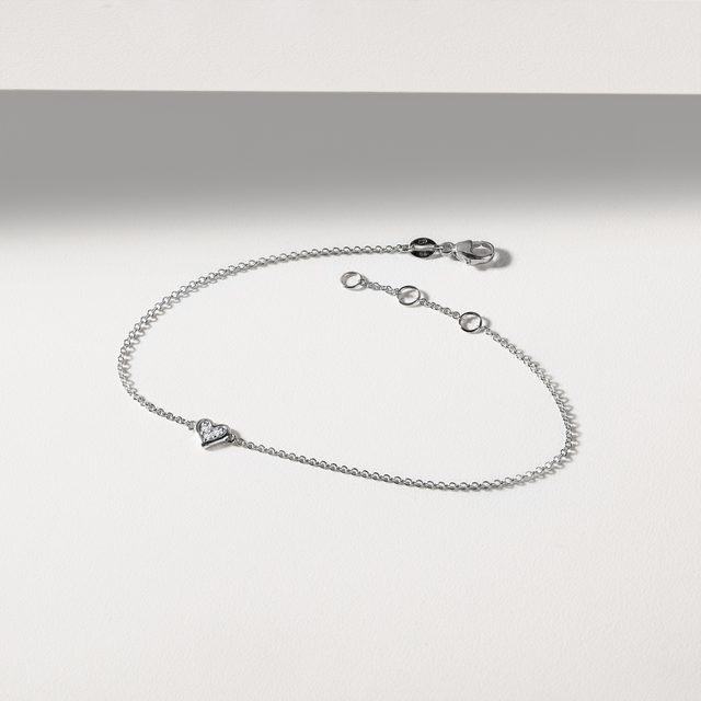 KINDERARMBAND MIT HERZ AUS WEISSGOLD - KINDER ARMBÄNDER - 
