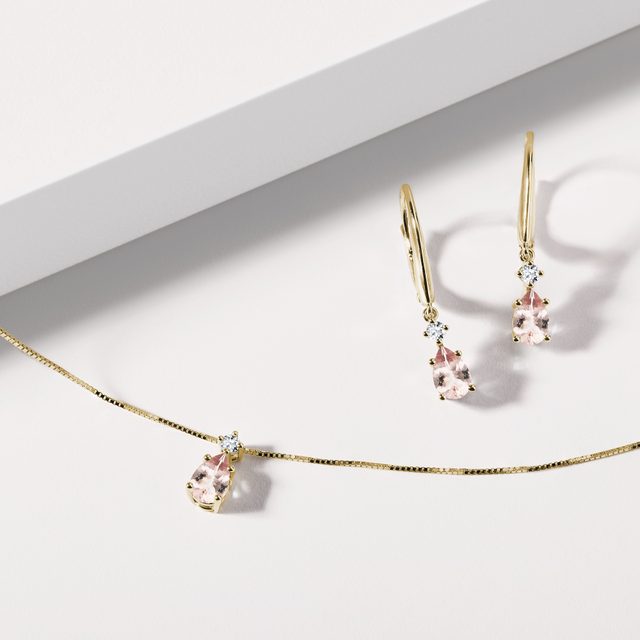 OHRRINGE IN GELBGOLD MIT MORGANITEN - OHRRINGE MIT MORGANIT - 