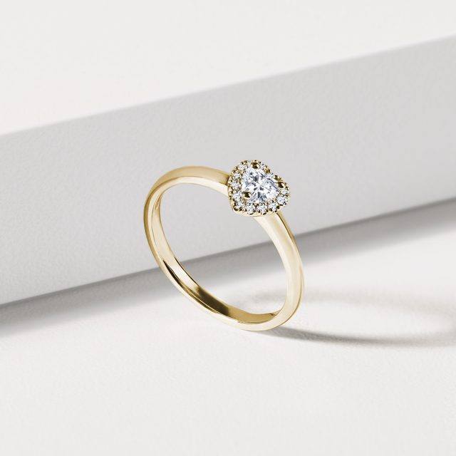 DIAMOND HEART RING IN 14K YELLOW GOLD - DIAMOND ENGAGEMENT RINGS - 