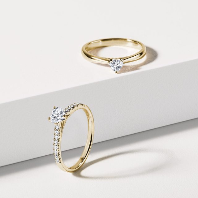 ROMANTIC HEART DIAMOND GOLD RING - DIAMOND ENGAGEMENT RINGS - 