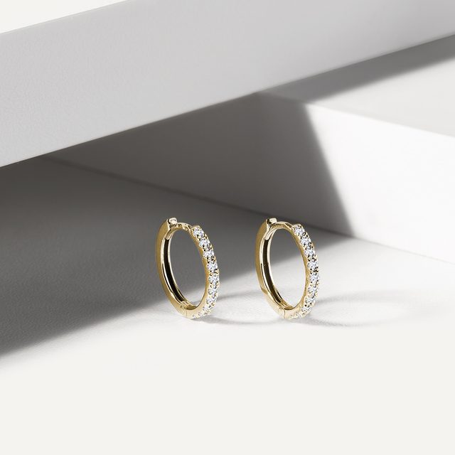 DIAMANTOVÉ NÁUŠNICE ZO ŽLTÉHO ZLATA - NÁUŠNICE DIAMANTY - 