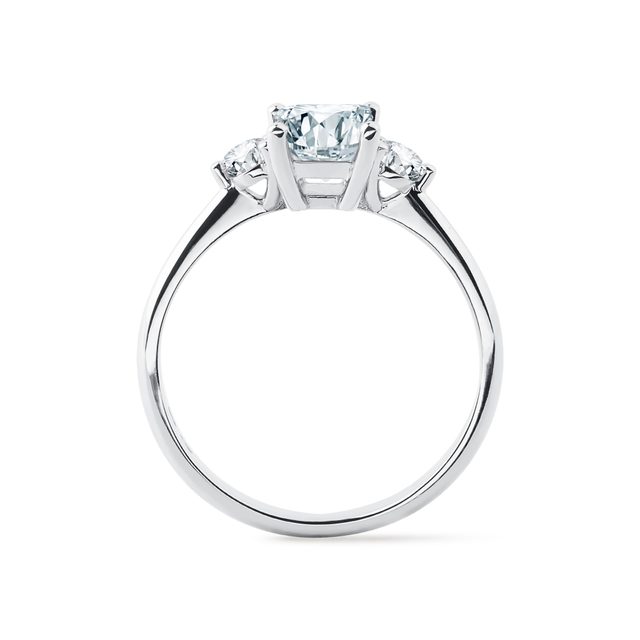 BAGUE EN OR BLANC AVEC AIGUE-MARINE ET DIAMANT TAILLE ÉMERAUDE - BAGUES EN AIGUE-MARINE - 