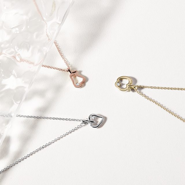 COLLIER FRAISE EN OR BLANC 14CT - COLLIERS AVEC DIAMANTS - 