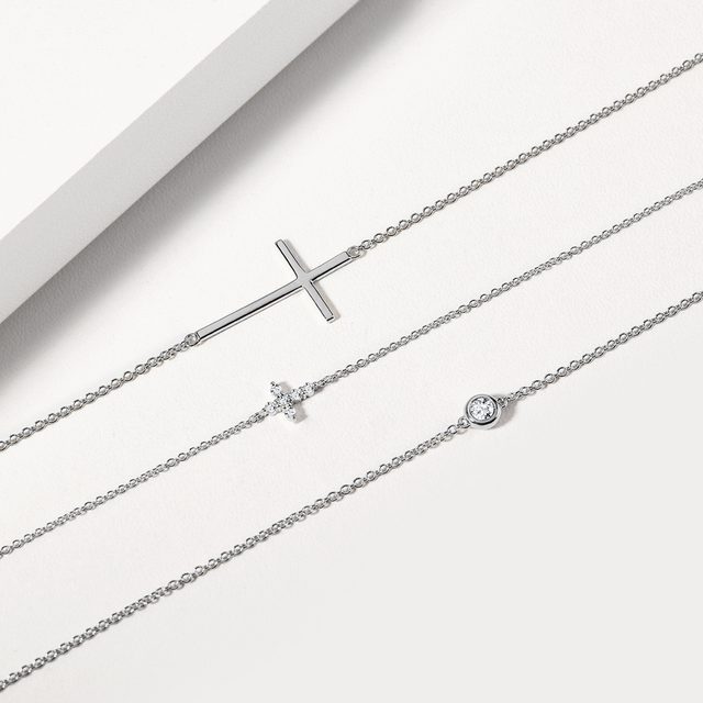 BRACELET EN OR BLANC SERTI D'UN DIAMANT - BRACELETS AVEC DIAMANTS - 