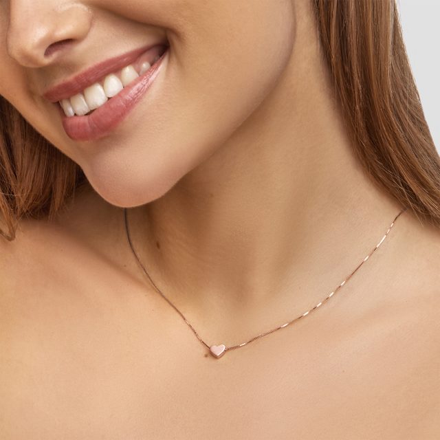 NASZYJNIK Z ZAWIESZKĄ W KSZTAŁCIE SERCA Z RÓŻOWEGO ZŁOTA - NASZYJNIKI Z RÓŻOWEGO ZŁOTA - 