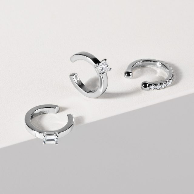 EAR CUFF MIT DIAMANT IN 14KT WEISSGOLD - EINZELNE OHRRINGE - 