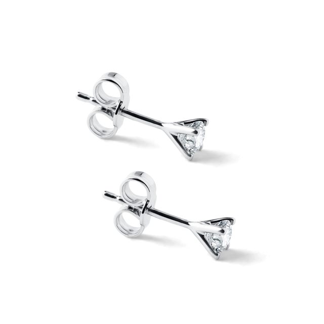 PUCES D'OREILLES EN OR BLANC 14CT AVEC DIAMANTS - PUCES D'OREILLES EN DIAMANT - 
