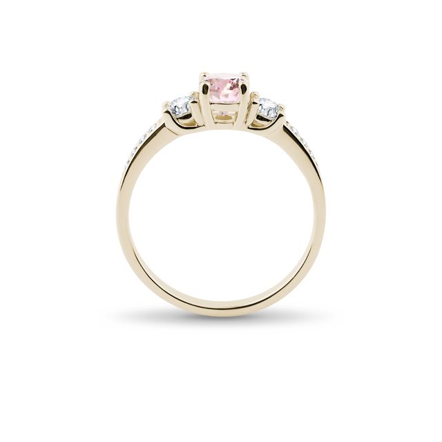 MODERN WHITE GOLD RING WITH MORGANITE AND DIAMONDS - MORGANITE RINGS - 