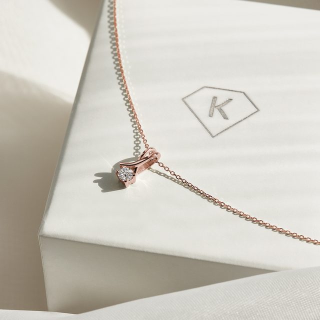 HALSKETTE BAND MIT BRILLANT IN ROSÉGOLD - KETTEN MIT DIAMANTEN - 