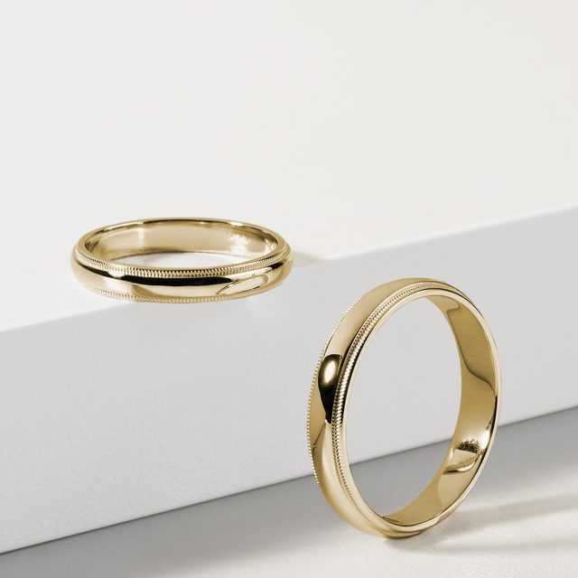 TRAURINGSET MIT FEINER VERZIERUNG IN 14KT GELBGOLD - GELBGOLDENE TRAURINGE IM SET - 