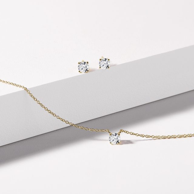 NASZYJNIK Z ŻÓŁTEGO ZŁOTA Z BRYLANTEM - NASZYJNIKI Z DIAMENTAMI - 