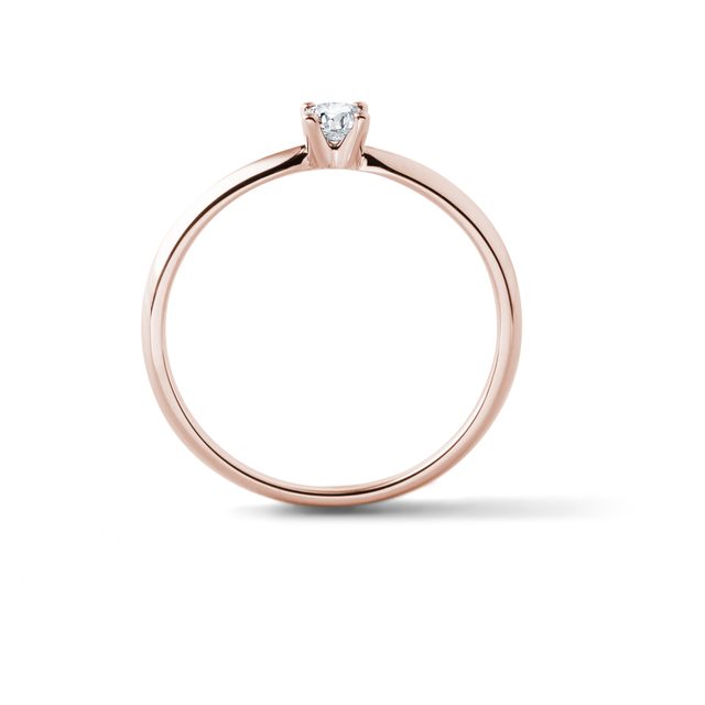 ROSE GOLD RING WITH A WHITE DIAMOND - BRILLIANT CUT DIAMOND ENGAGEMENT RINGS - 
