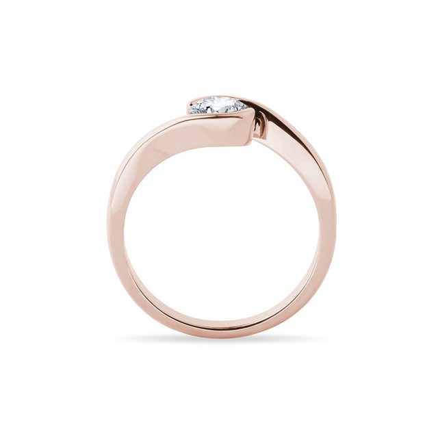 BAGUE EN OR ROSE AVEC BRILLANT 0.5 CT - TAILLE BRILLANT - 