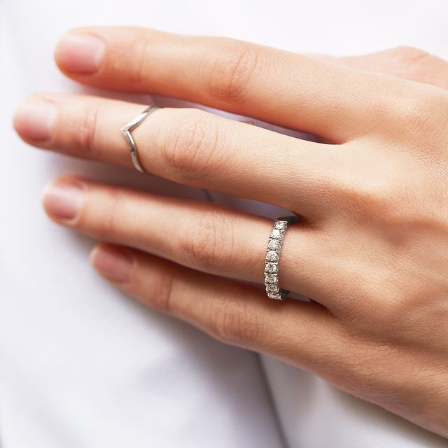 BAGUE DELUXE EN OR BLANC AVEC DIAMANTS - ALLIANCES DE MARIAGE FEMMES - 