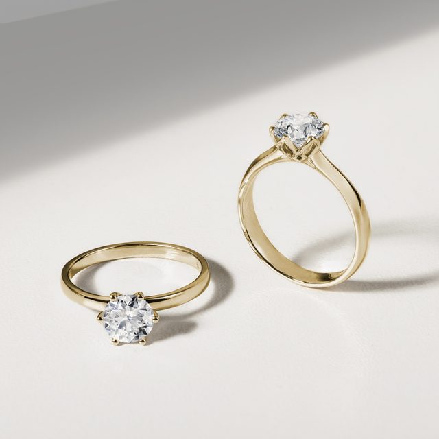 PRSTEN FLOWER ZE ŽLUTÉHO 14K ZLATA S 1CT LAB GROWN DIAMANTEM - ZÁSNUBNÍ PRSTENY S LAB GROWN DIAMANTY - 