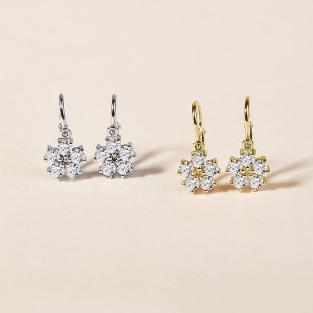 CHILDREN'S FLOWER EARRINGS WITH CUBIC ZIRCONIA - CHILDREN'S EARRINGS - 
