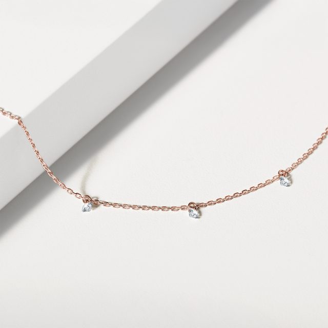 BRACELET EN OR ROSE ET DIAMANTS DE SYNTHÈSE PERCÉS - BRACELETS AVEC DIAMANTS - 