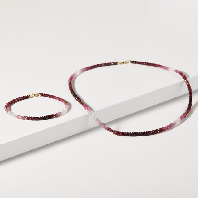 RUBIN ARMBAND IN GELBGOLD - MINERALARMBÄNDER - 