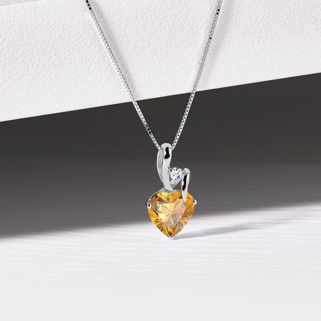 GOLDKETTE MIT CITRIN UND DIAMANT - KETTEN MIT CITRIN - 