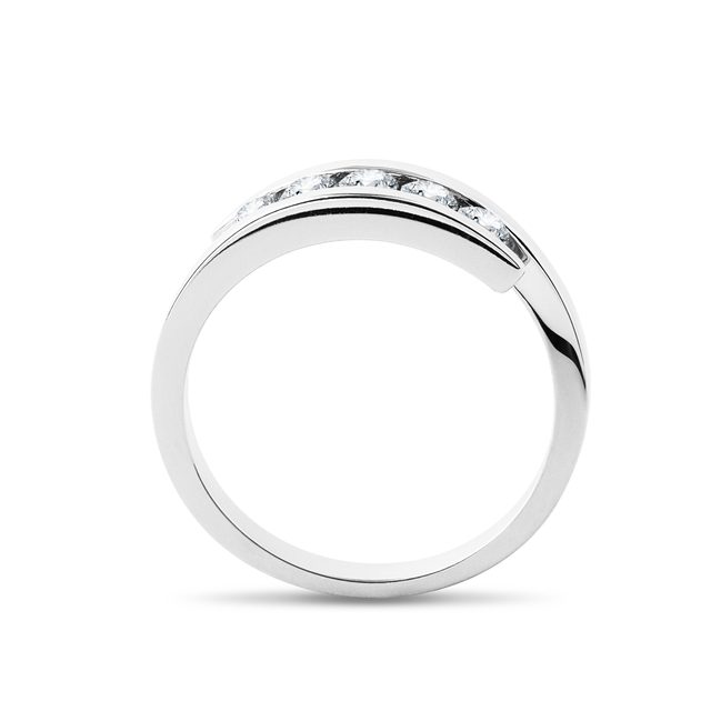 BAGUE EN OR BLANC AVEC CINQ DIAMANTS - ALLIANCES DE MARIAGE FEMMES - 