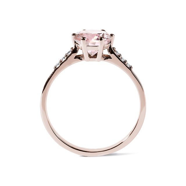 VERLOBUNGSRING AUS ROSÉGOLD MIT MORGANIT UND DIAMANTEN - RINGE MORGANIT - 