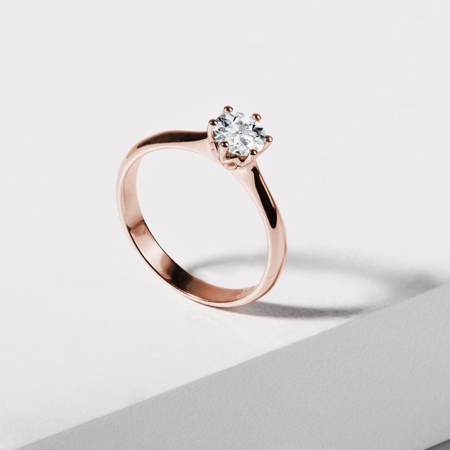 HALF CARAT DIAMOND 14K ROSE GOLD ENGAGEMENT RING - RINGS WITH LAB-GROWN DIAMONDS - 