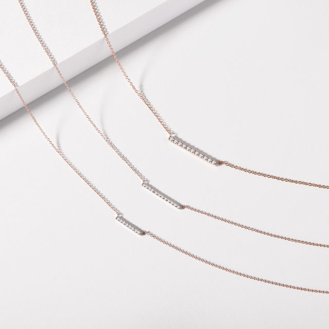 ROSEGOLDENE HALSKETTE MIT DIAMANTSTAB - KETTEN MIT DIAMANTEN - 