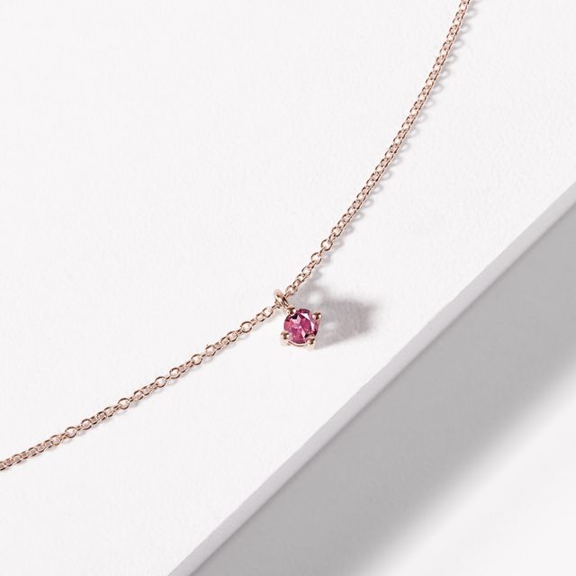 COLLIER EN OR ROSE AVEC TOURMALINE ROSE - COLLIERS AVEC TOURMALINE - 