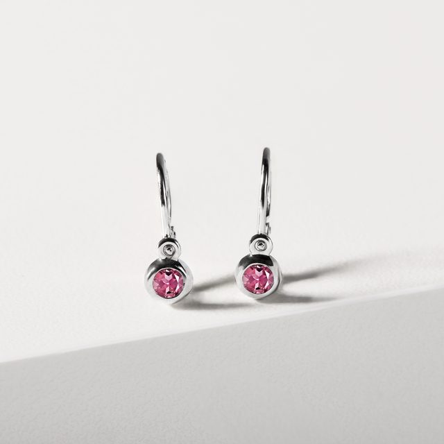 BOUCLES D'OREILLES POUR ENFANTS EN OR BLANC AVEC TOURMALINES - BOUCLES D'OREILLES POUR ENFANTS - 