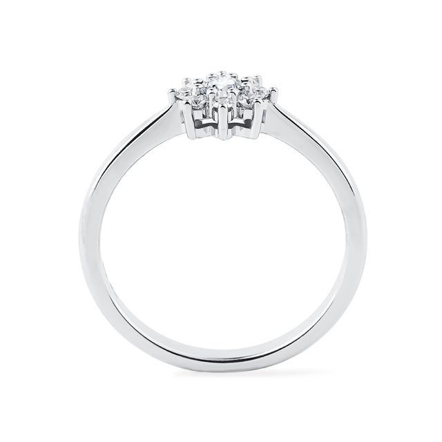 PIERŚCIONEK Z DIAMENTAMI W KSZTAŁCIE KWIATU W OPRAWIE Z BIAŁEGO ZŁOTA - ZARĘCZYNOWE Z DIAMENTAMI - 