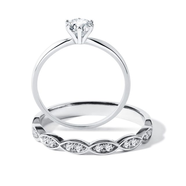 VERLOBUNGSRINGE SET IN 14K WEISSGOLD - TRAURING- UND VERLOBUNGSSETS - 