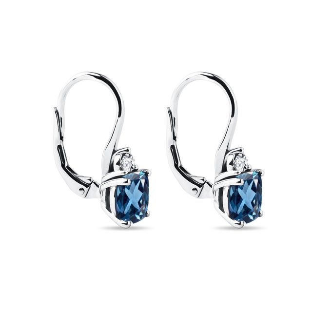 CUSHION CUT TOPAZ AND DIAMOND JEWELRY SET IN WHITE GOLD - GEMSTONE SETS - 