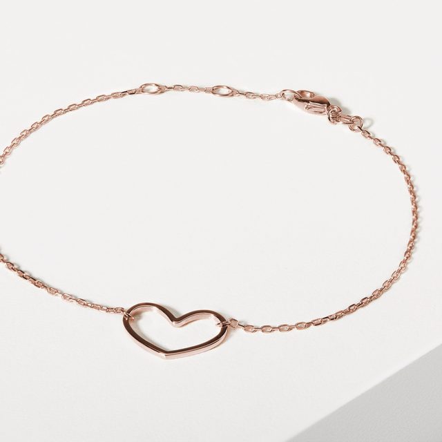 BRACELET WITH HEART IN ROSE GOLD - ROSE GOLD BRACELETS - 