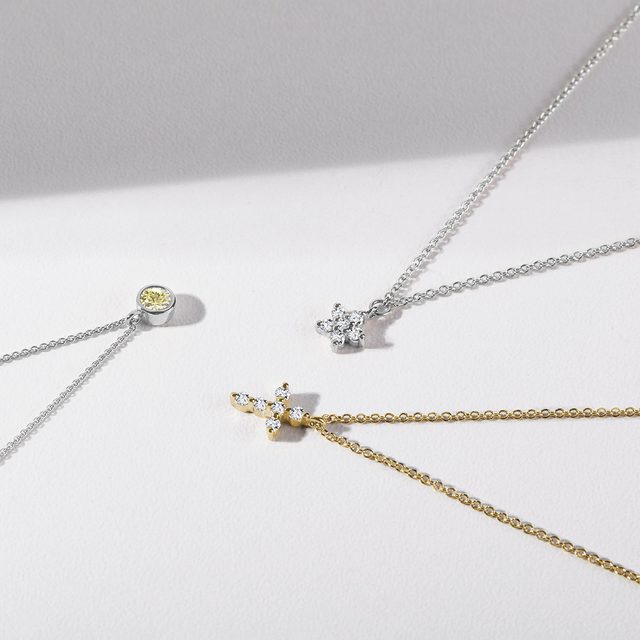 STAR NECKLACE WITH DIAMONDS IN WHITE GOLD - DIAMOND NECKLACES - 