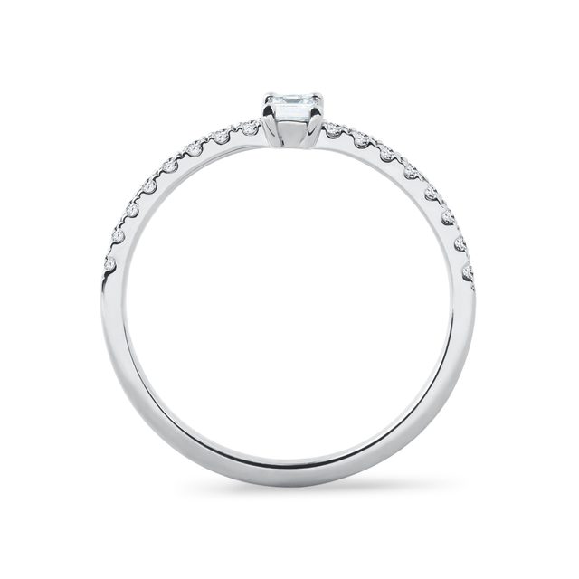 BAGUE EN OR BLANC ET DIAMANT ÉMERAUDE - BAGUES DE FIANÇAILLES EN DIAMANT - 