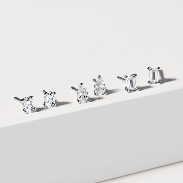 WEISSGOLDENE OHRSTECKER MIT DIAMANT IM TROPFENSCHLIFF - OHRSTECKER DIAMANT - 