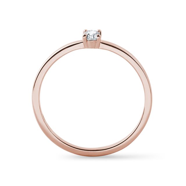 BAGUE EN OR ROSE ET DIAMANT OVALE - BAGUES DE FIANÇAILLES EN DIAMANT - 