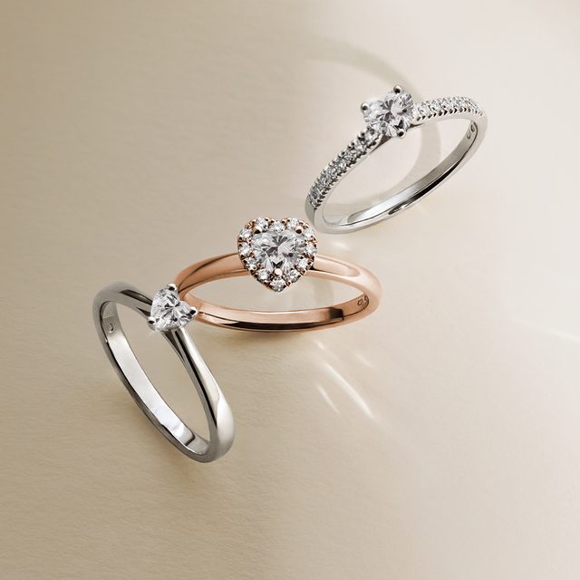 DIAMANTRING MIT HERZFORM IN WEISSGOLD - VERLOBUNGSRINGE DIAMANTEN - 