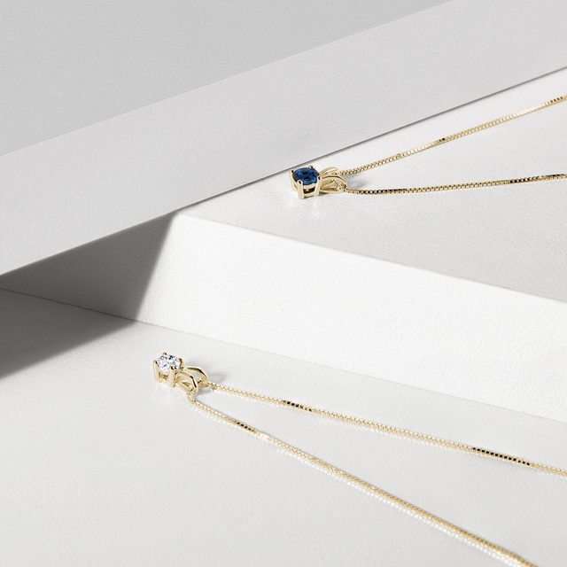 SAPPHIRE NECKLACE IN YELLOW GOLD - SAPPHIRE NECKLACES - 